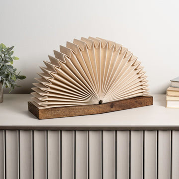 Darla Modern Art Deco Paper Half Pleated Fan LED Table Lamp